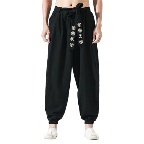 Pantalon sarouel homme lin léger coupe ample anti frottement avec taille élastique