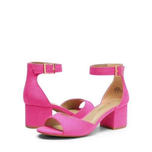 Image of DREAM PAIRS Women's Chunky Heel Sandal | 2.2 inch chunky block heels,open toe with ankle strap buckle, classic comfortable heeled sandals,wedding party dress shoes