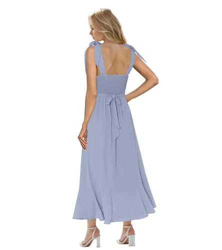 MllesReve Women Midi Dresses Square Neck Side Slit Ruffle Smock Dresses Elegant Formal Evening Wedding Guest Dresses3