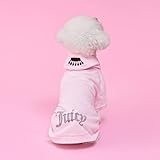 Juicy Couture Bling Velour Pet Hoodie - Pink - M/L (7-12 lbs.) - Pet Hoodies for Small Dogs or Cats