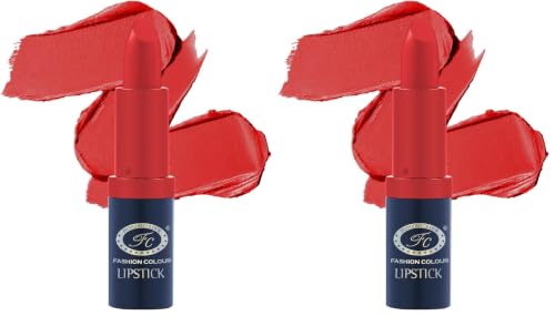 Image of FASHION COLOUR Fabulous Satin Matte | Long Stay Upto 6 Hrs | Waterproof | Smudge Proof and Lipstick for Women | Single Swipe Application | Matte Finish | 4g | Odeha Red (Pack of 2)