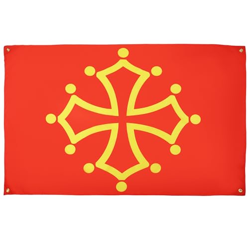 AZ FLAG Drapeau Midi-Pyrénées - Occitanie 150x90 cm avec 4 oeillets, Pavillon Occitan pour balcon ou mur