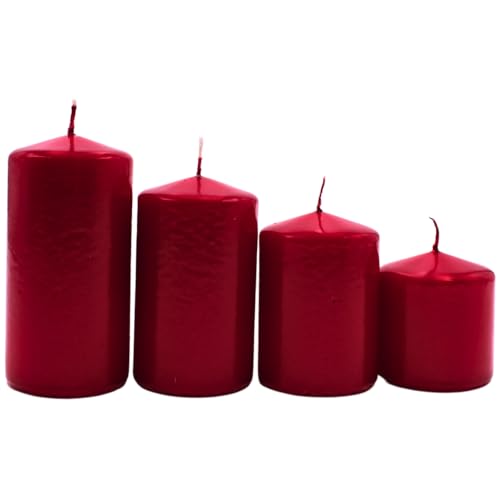 4er Set gestufte Stumpenkerze, Adventskerzen, Adventskranzkerzen,...