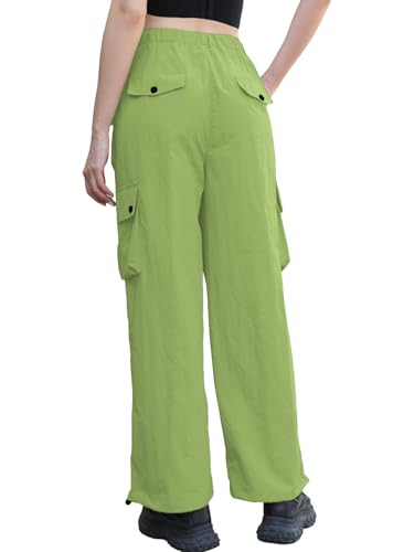 Image of Cromoncent Cargo Pants Girls & Women Parachute Pants Y2K Baggy Rave Clothes Waterproof with Pockets, 6 Years - 3XL