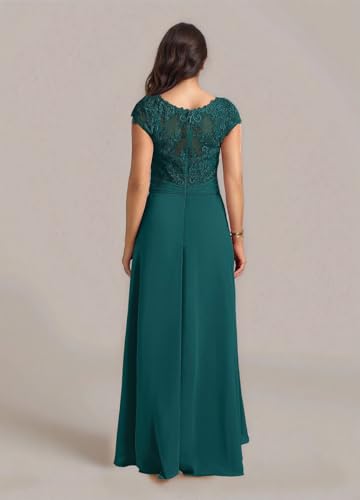 RunaCelle Lace Applique Mother of The Bride Dresses for Women Cap Sleeve Ruched Chiffon Formal Dress for Wedding Guest Dress4