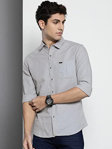 Image of The Indian Garage Co Men Regular Fit Solid Full Sleeves Cutaway Collar Casual Shirt
