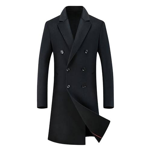 Manteau chaud et épais pour homme style classique chic veste noire 4XL