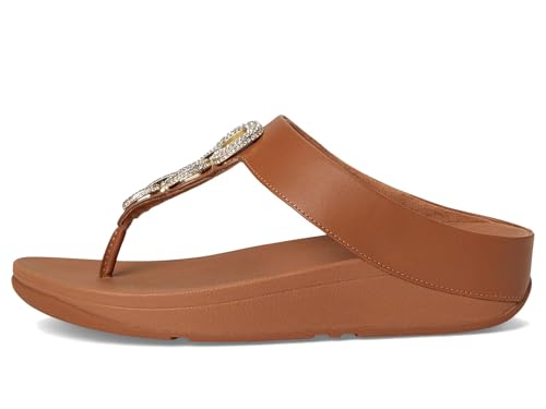 Image of FitFlop Women's Fino Crystal-Chain Leather Toe-Post Sandal