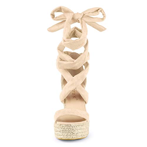 Allegra K Women's Espadrilles Platform Sandals Lace Up Open Toe Wedges Heels3