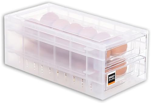 Thecom 卵ケース 冷蔵庫 引き出し 卵入れ 冷蔵庫用 卵ボックス 卵収納 卵容器 エッグホルダー 24個収納 大容量 クリア 透明ボックス 卵容器 収納 ホルダー アウトドア たまごケース (1個)