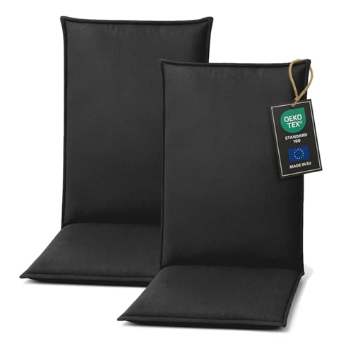 Pillows24 Sitzkissen Stuhl Outdoor - 120x50x8 cm/Graphit – Kissen für Gartenmöbel, wetterfeste Gartenstuhl, Stuhlauflage für Klappstuhl & Balkonmöbel Stuhlsitzkissen Sitzpolster