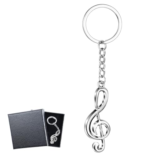 KUMSODE 2 peças porta-chaves de notas musicais com caixa de presente, porta-chaves música música Keychain, porta-chaves amizade, presentes para mulheres, presentes de Natal presentes de graduação