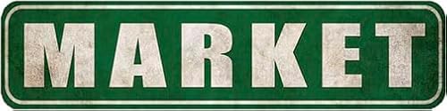 Funny Metal Sign - MARKET - Retro Vintage Tin Sign,4x16 Inch