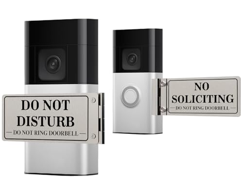 Metal Doorbell Cover No Soliciting Sign for House & Front Door Flipable No Soliciting Sign for Ring Doorbell Easy to Mount Great Gift for Home Officers and Exhausted Moms with Sleeping Baby(Right)