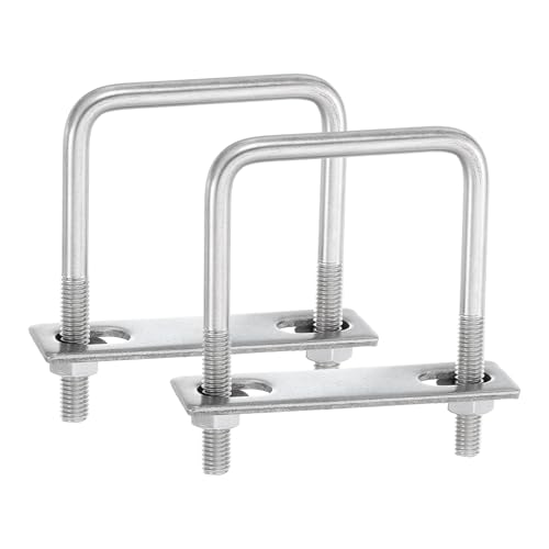 uxcell 2Sets 304 Stainless Steel Square U-Bolts, 2.44" (62mm) Inner Width 3.54" (90mm) Length M8 with Nuts, Frame Plate, Gasket for Automobiles Trailer, Ski Boat, Fishing Boat, Pipelines