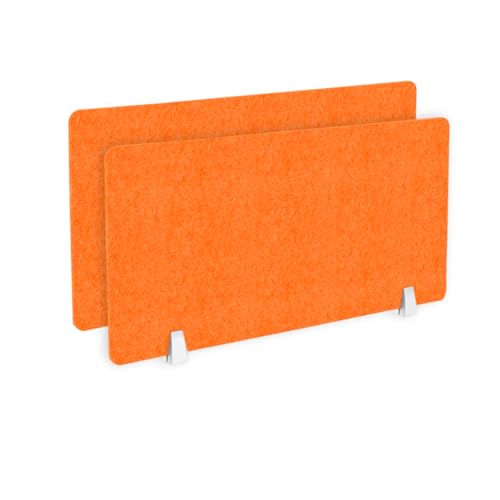 Image of Timber Acoustics Acoustic Desk Divider | Reduce Noise And Visual Distractions | Privacy Panels For Office - Classroom Soundproofing | Table Mounted (16 inch x 24 inch) (ORANGE, Set of 2)