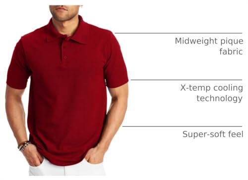 Image of Hanes Men's X-Temp Short Sleeve Polo Shirt, Midweight Men's Shirt