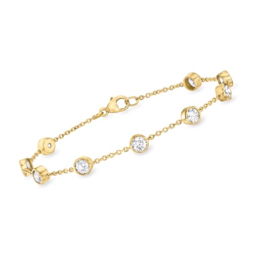 Ross-Simons 2.00 ct. t.w. Bezel-Set CZ Station Bracelet in 18kt Gold Over Sterling