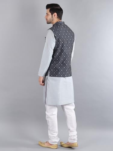 Image of Uri and MacKenzie Men's Silk Blend Kurta Pajama with Designer Ethnic Nehru Jacket /Modi Jacket