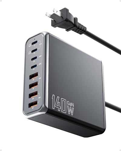 Caxdon 140W USB C Charger 8 Port GaN Charger, Portable Fast USB C Charging Station 65W Laptop Adapter for MacBook Pro/air ipad iPhone 15/Pro Galaxy etc, Travel Essentials (Black)