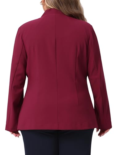 Agnes Orinda Plus Size Women's Blazer Business Casual Collarless Open Front Long Sleeve Work Office Suit Jacket with Pockets4