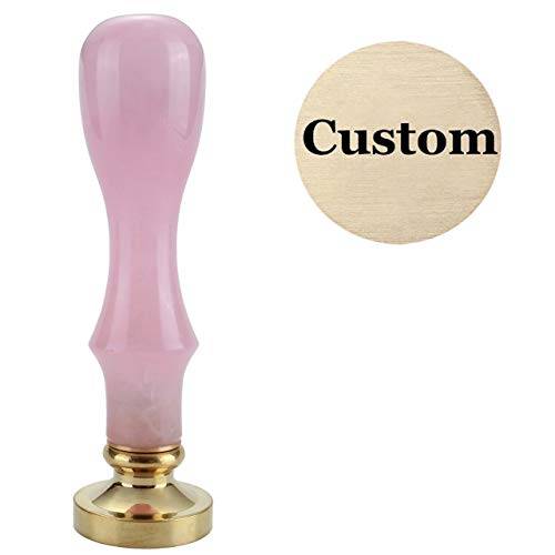 Mogoko Kundenspezifische Gravur Wax Seal Stempel mit Edelstein Griff, Vintage Retro Kupfer Siegel Petschaft Personalisierte Segen (Rosenquarz, Schwarz-Weiß Bild Kundenspezifische) Cover