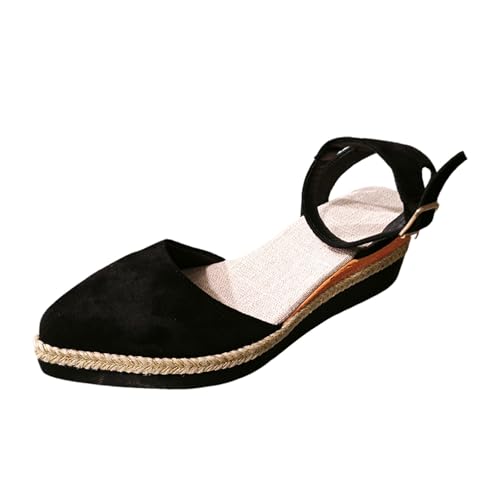 Women's Suede Wedge Sandals Closed Toe Platform Comfortable Casual Shoes for Daily Wear and Travel