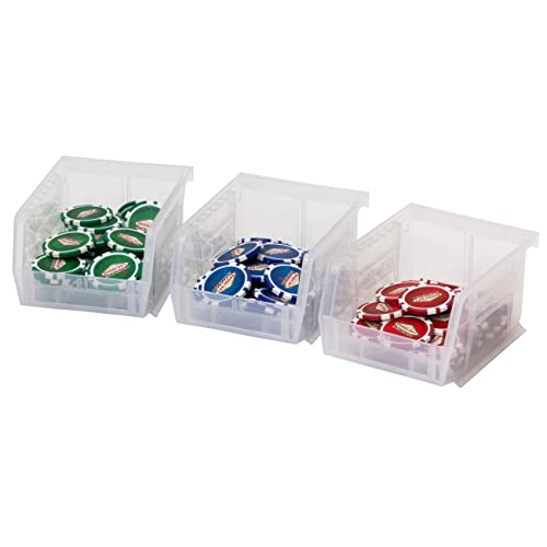 Image of Akro-Mils 30210 AkroBins Plastic Storage Bins,Space-Saving Stackable Bins for Garage,Pantry,Craft Organization,5-Inch x 4-Inch x 3-Inch,Clear,(Pack of 24)