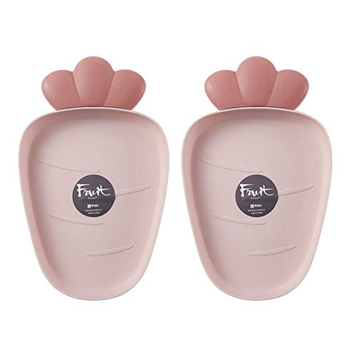 Preisvergleich Produktbild OSISTER7 Obsttablett 2 Stück Home Snack-Aufbewahrung PP Anti-Rutsch-Lebensmittelplatte Große Kapazität Süße Rettichform Desktop-Wohnzimmer sy Clean Organizer Küche(Rosa)