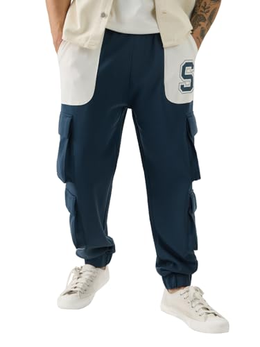 Image of The Souled Store Varsity Utility Men and Boys Pull On Cotton Oversized Joggers