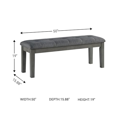 Image of Signature Design by Ashley Hallanden Rustic Tufted Upholstered Dining Room Bench, Gray
