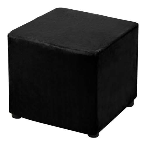 QUARKZMAN 1 Stück Ottomane Schonbezug Hockerbezug, für Länge 33-45.7cm Hocker Hussen für Fußhocker, Stretch Bezug Waschbar Ottomane Abdeckung Überzug Hocker Protector - Schwarz