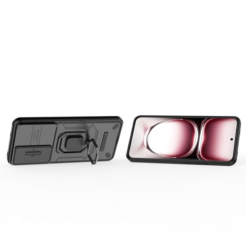 Image of TPU+PC Camshield Pro Case With Slide Camera Protection And Ring Stand Bumper Back Case Cover For Oppo Reno 12 Pro 5G (Black)