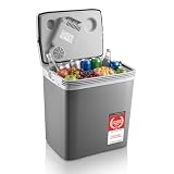 TZS First Austria - Frigo Portatile Elettrico 32L - Tripla Alimentazione con USB-C PD 3.0 - Raffreddamento e Riscaldamento - 12V/230V/USB-C - Minibar - Grigio