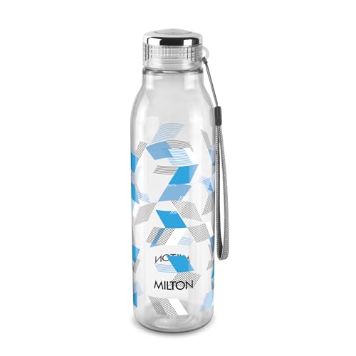 MILTON Helix 1000 Water Bottle, 1 Litre, Reusable Plastic Fridge Bottle, BPA Free and Leak Proof Bottles for Travel, Work, Pack of 1, Blue