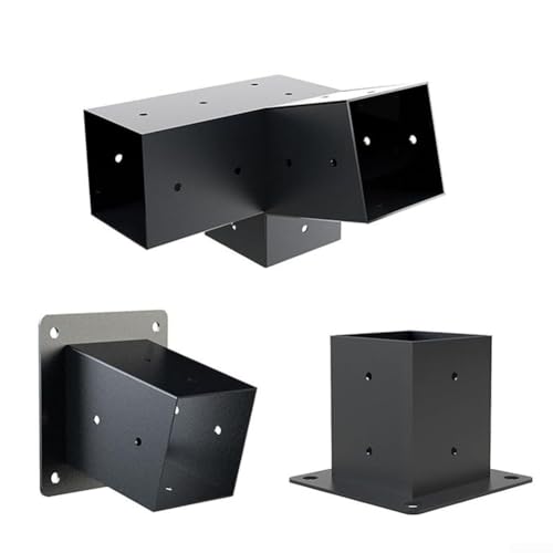 Soportes de pérgola de montaje en pared para techos inclinados, juego completo de accesorios para postes de 4 x 4 pulgadas para cenador y patio (juego derecho de 15°)