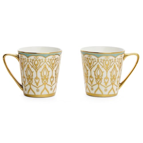 Image of Clay Craft Luxury Gold Printed Ceramic Tea & Coffee Cups Set of 6 | Elegant Designer Cups for Home, Office & Gifting | Not Microwave Safe