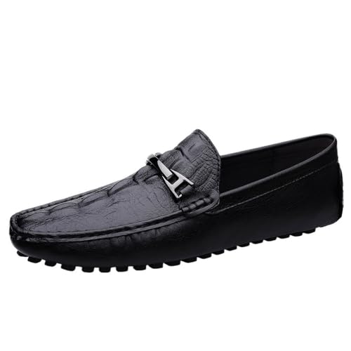 Mens Faux Crocodile Leather Loafers Slip On Shoes Flexible Lightweight Comfortable for Dress Casual Prom Wedding