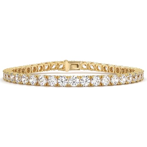 Diamond2Deal 14k Gold Round Cut Lab Grown Diamond Tennis Bracelet (1ct to 10ct, Color-D, Clarity- VS) 7 inch4