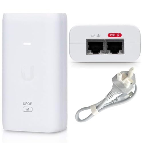 Ubiquiti U-POE V2 U-POE-af Instant 802.3 af 48V 15W Power POE Injector with TOMAN V2 UK Adapter plug (colours may vary) (New)