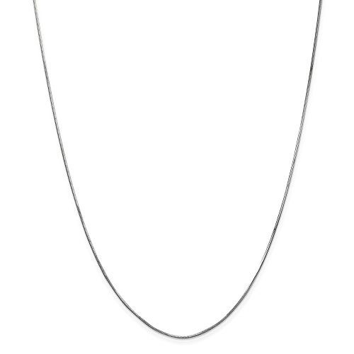 Solid 14k White Gold 1.00mm Octagonal Snake Chain Necklace - with Secure Lobster Lock Clasp
