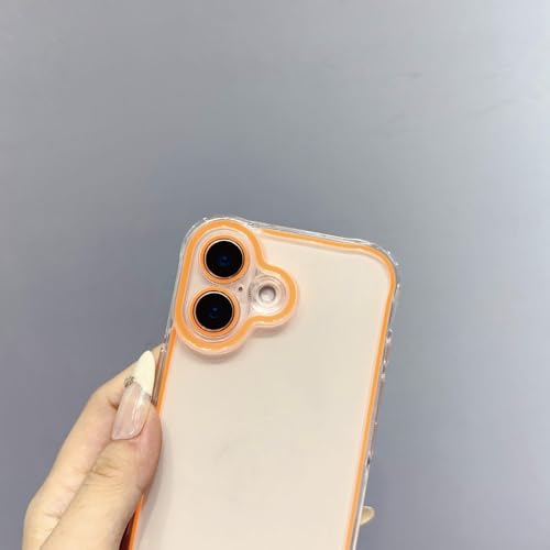 Capa transparente fluorescente neon com moldura noctilucente para iPhone 16, 15, 14 Plus, 13, 12, 11 Pro Max, X, XS, XR, capa luminosa feminina, verde, para iPhone 14