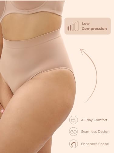 Image of UNDERNEAT Womens High-Waist Brief | Tummy Control Shaper Brief | All Day Shaping and Comfort| Tummy Tucker Panties for Women | Seamless Shapewear Bodyshaper