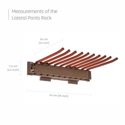 Image of 18inch Sliding Pull Out Pants Hangers Rack for Closet Wardrobe & Cabinet - Steel 10 Arm Trousers Pants Hanger, Organizer, Clothe Hanger,(Brown)