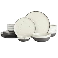 WHAT'S IN THE BOX: Service for 4 that includes 4 of each of the following: 10.75" Dinner Plates, 8.25" Dessert Plates, 6.75" (28 OZ) Artisan Bowls, 4.75" (9 OZ) Fruit Bowls CARE INSTRUCTIONS: beautiful dishes that are also dishwasher and microwave sa...