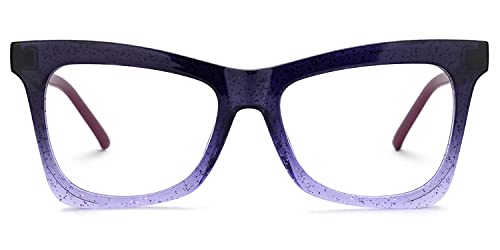 Image of Zeelool Stylish TR90 Oversized Butterfly Glasses with Non-prescription Clear Lens for Women Yaritza OT006813-05 Purple