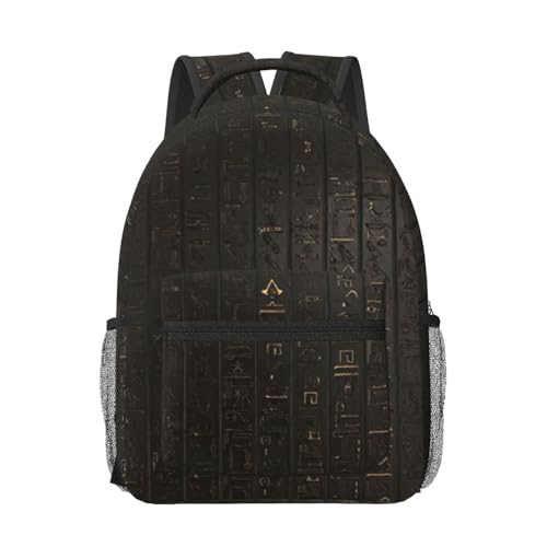 Sac à dos ordinateur imprimé hiéroglyphe égyptien noir de voyage taille unique