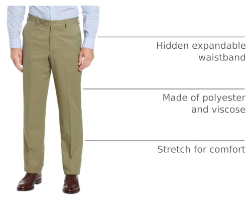 Image of Men's Cozy Hidden Expandable Waist Dress Pants | Premium Stretch Texture Weave Work to Weekend Pants