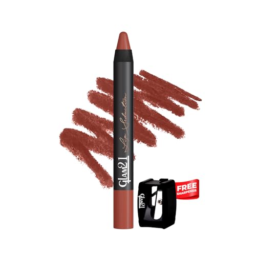 Image of Glam21 Lip Seduction Non- Transfer Crayon Lipstick up to 12 Hours Stay | Lightweight & Longlasting|Creamy Matte | Smudge Proof - 3.6gm|Expresso-18 (Matte)