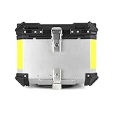  CruSio Motorrad-Kofferraum, 55 L, 65 L, Aluminium, Motorrad-Gepäckkoffer, Aufbewahrung Oben, Werkzeugkasten, Helm, Hinteres Schloss, Kofferraum, Universell Für Hon-Da Su-Zuki K-Awasaki Ya-Maha/65L-Sil